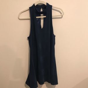 Navy Blue Suede Sleeveless Dress